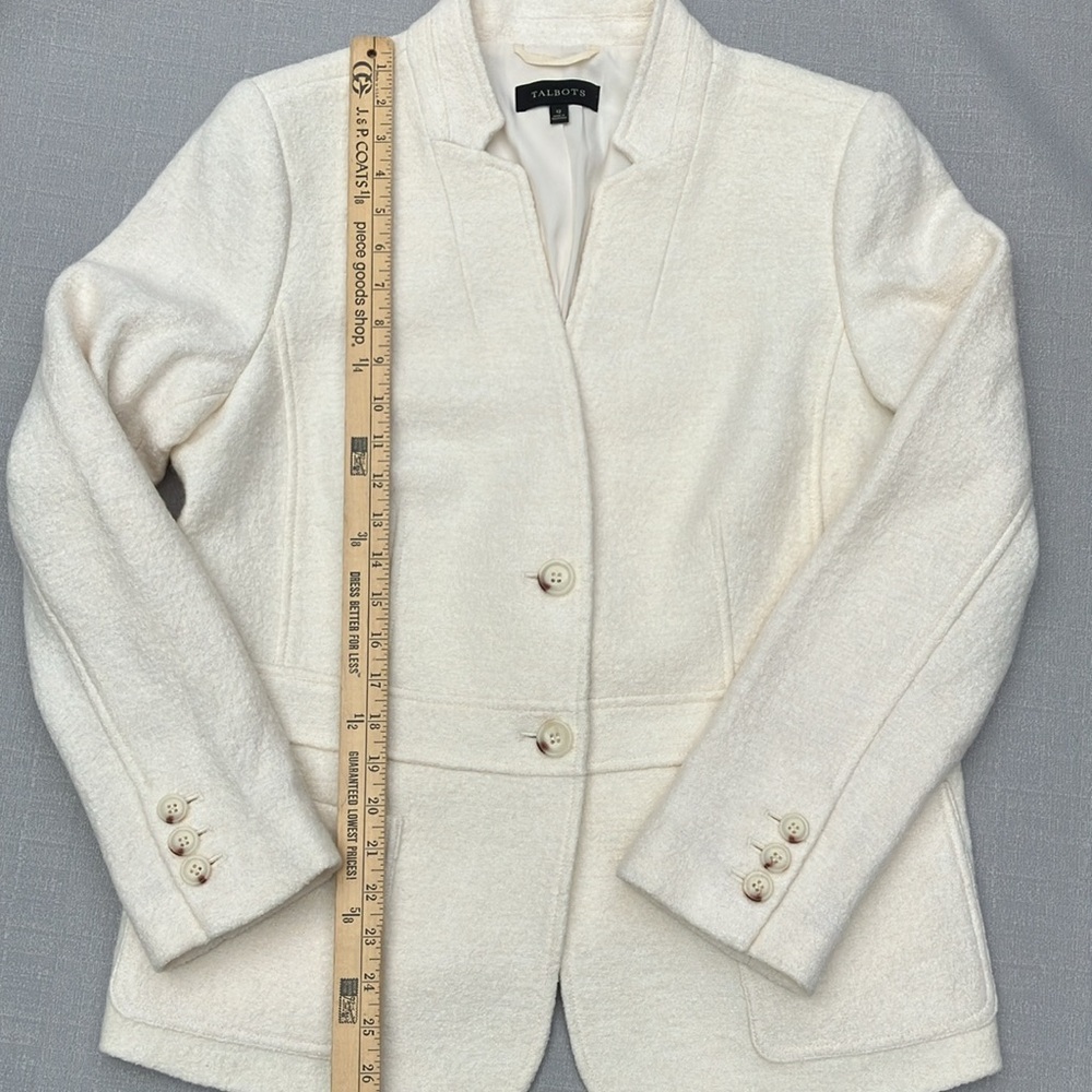 Talbots Cream Textured Two-Button Blazer - Picture 9 of 16